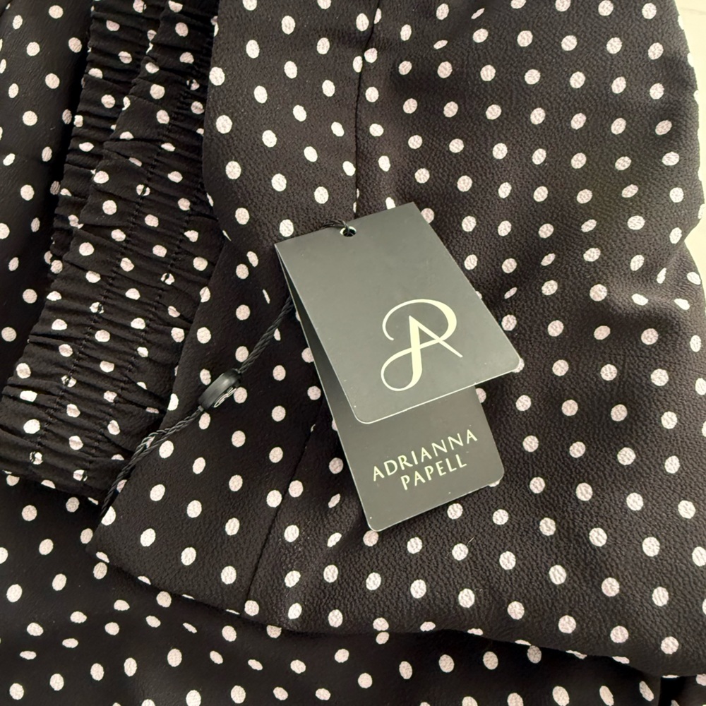 Adrianna Papell Black and White Polka Dot Wide Leg Pants XL